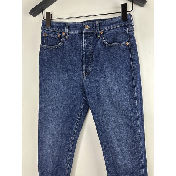 Gap Cheeky Straight High Rise Jeans Button Fly 28 6 R Dark Indigo V2 Blue Denim - Picture 3 of 11